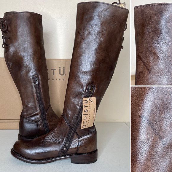 New BED STU Manchester Teak Distressed Riding Boots Size 9 - Picture 2 of 16